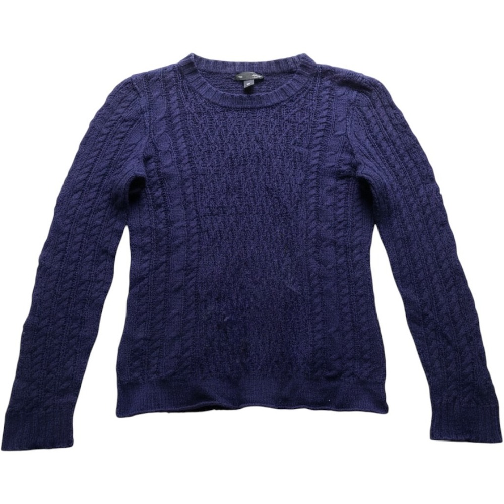 AQUA CASHMERE Sweater Womens Small Blue Cable Knit Crew Neck Long Sleeve